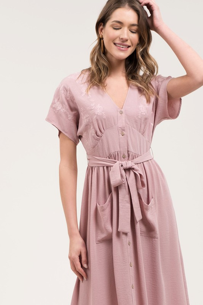 Rose Emroidered Midi Dress