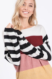 Andie Color Block Striped Sweater